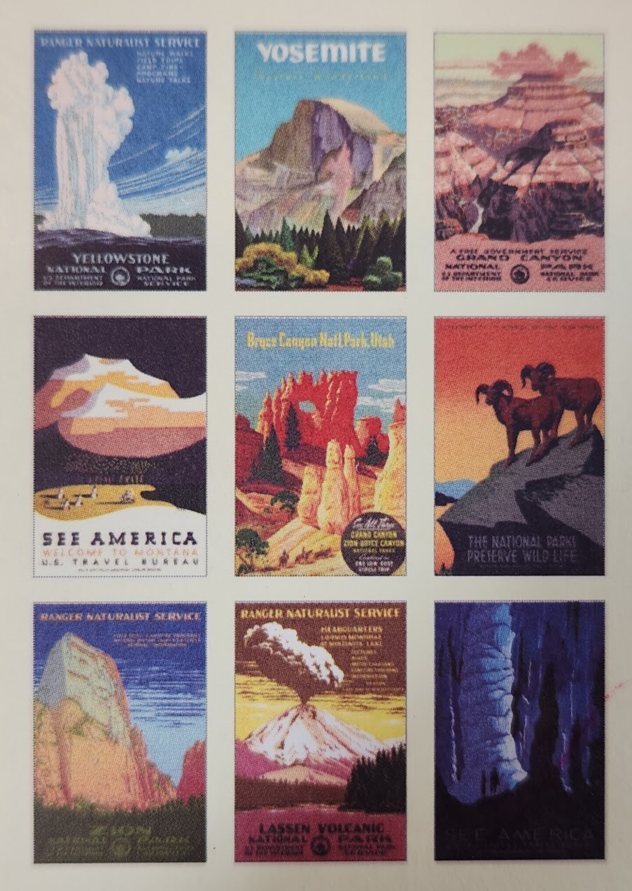 Cavallini Vintage NATIONAL PARKS Postcards Assorted 18 Count Keepsake Tin NIB