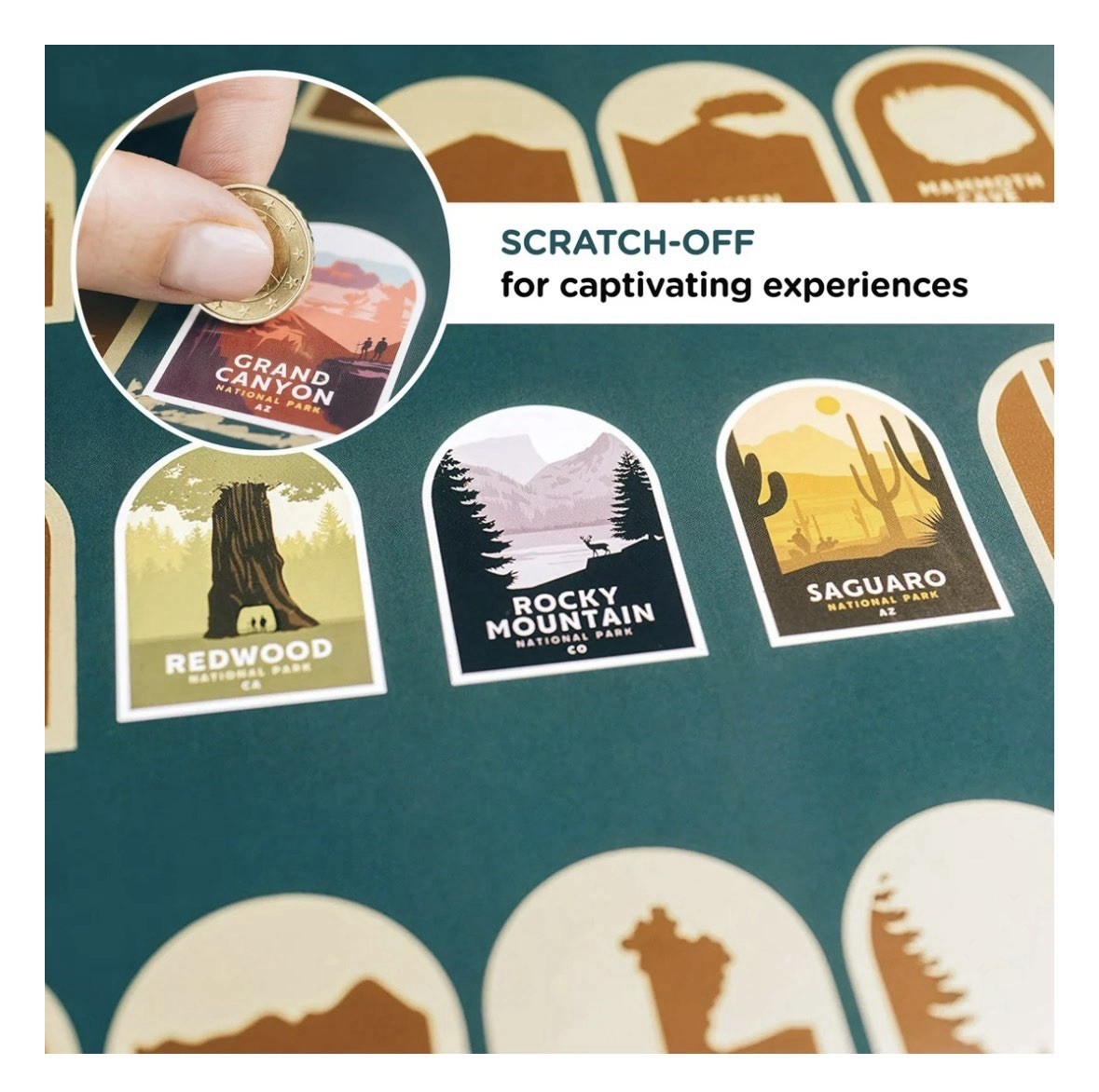 Enno Vatti US National Parks Scratch Off Poster – Map of 63 National Parks NEW