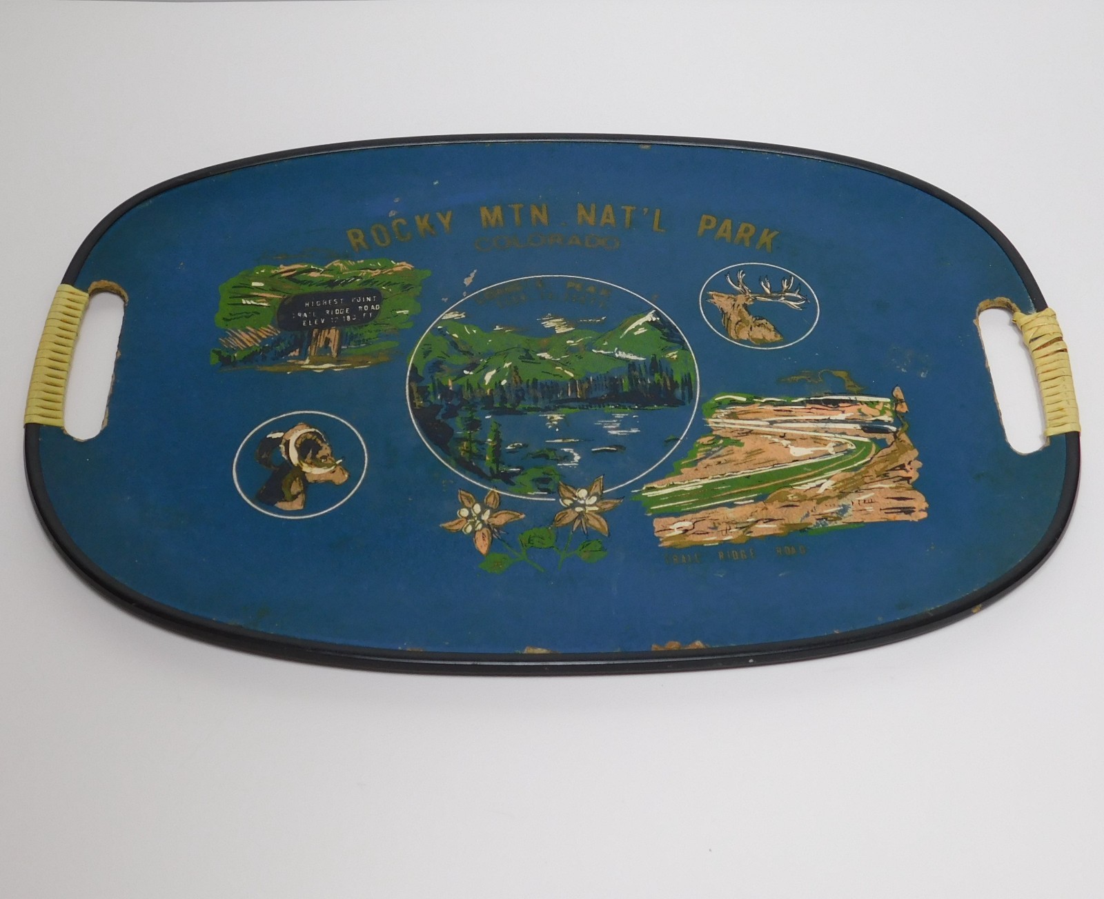 Vintage 1950s Rocky Mountains National Park Tourist Souvenir Serving Tray Japan
