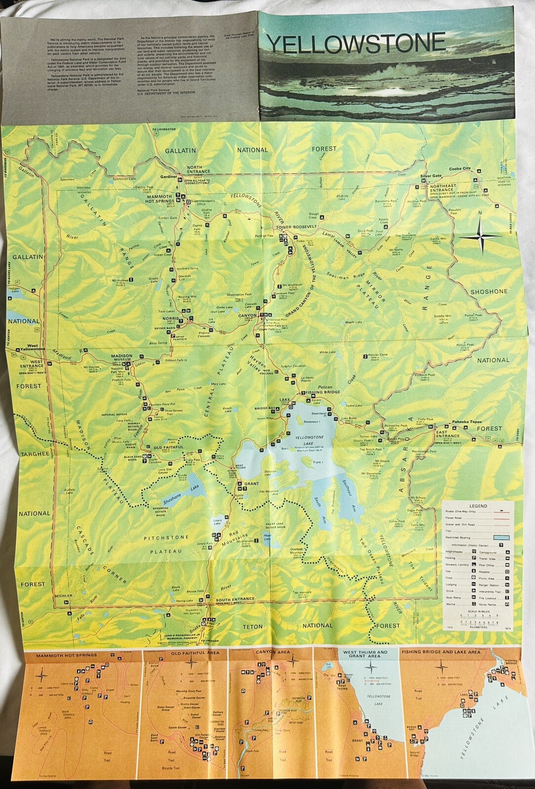Lot of 2 1975 & 1969 Travel Brochures Yellowstone National Park Map Ephemera