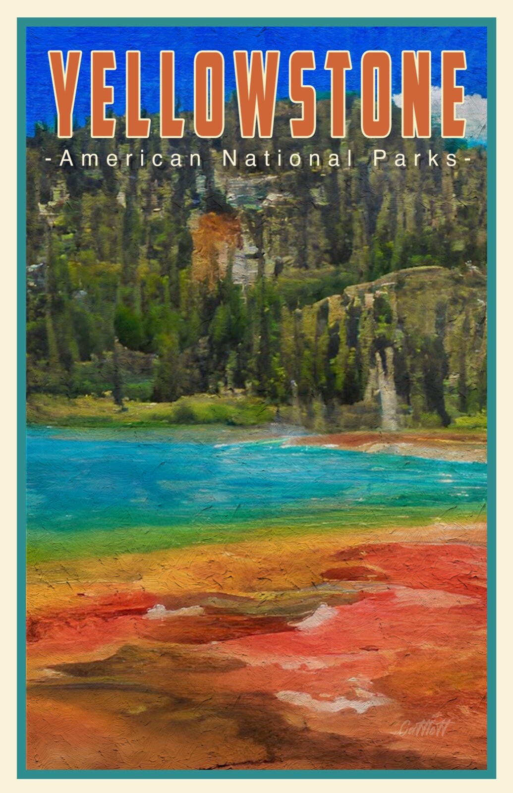 Yellowstone National Park Poster Signed 11×17 Wyoming TRAVEL POSTER