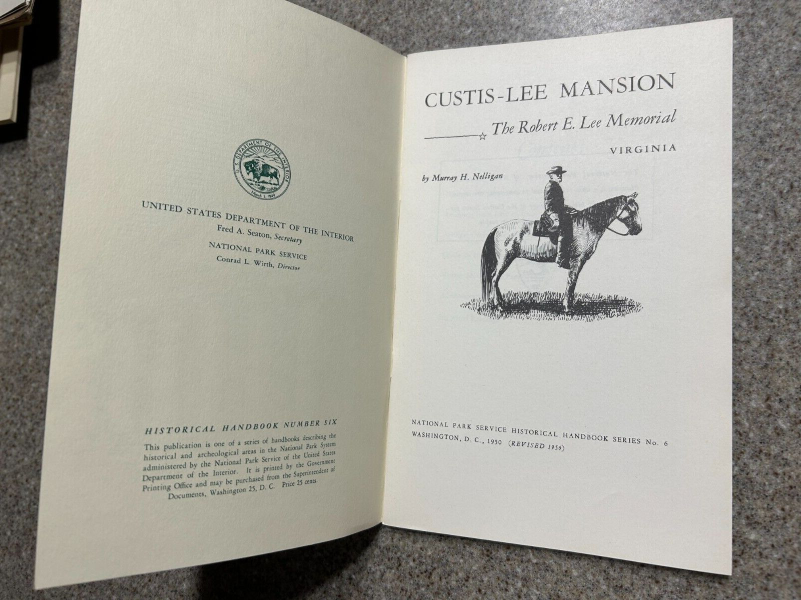 Vintage CUSTIS-LEE Mansion 1956 Booklet: The Robert E Lee Memorial Park Service