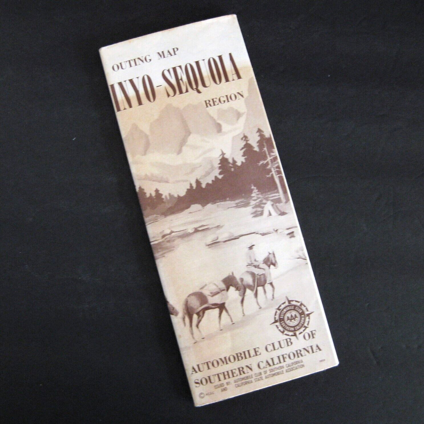 Inyo Sequoia Outing Map National Park Hiking California AAA Vintage 1970s