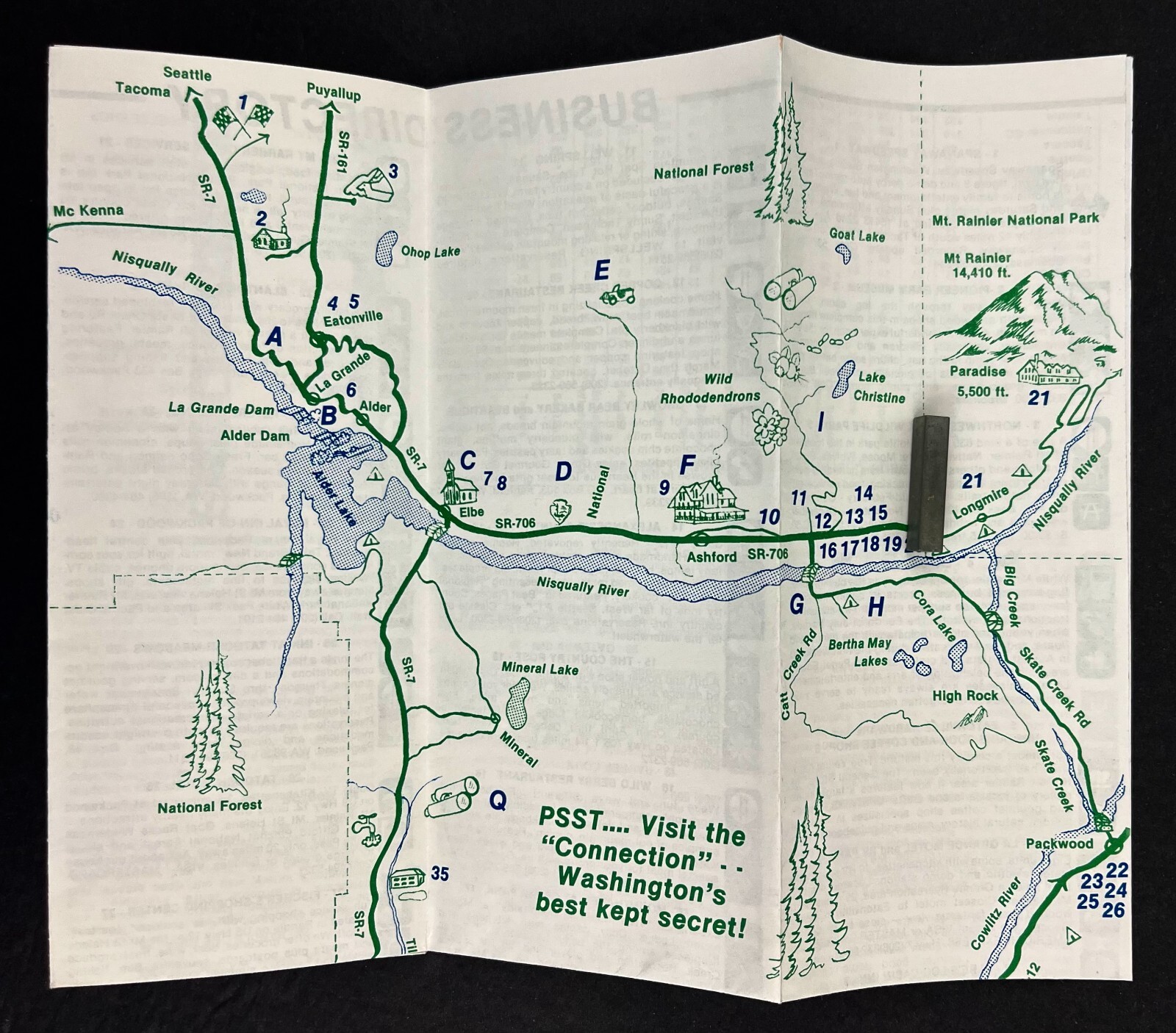 1980s Rainier St Helens Mountain Connection Washington Map VTG Travel Brochure