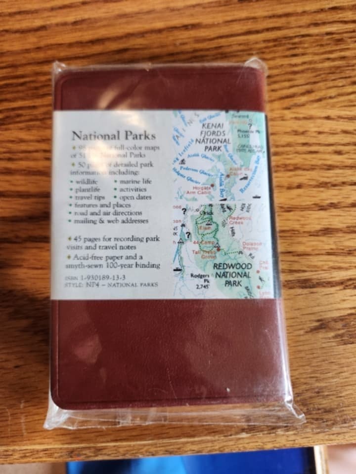 NEW Leather National Parks Color Maps and Visit Record Pocket Edition