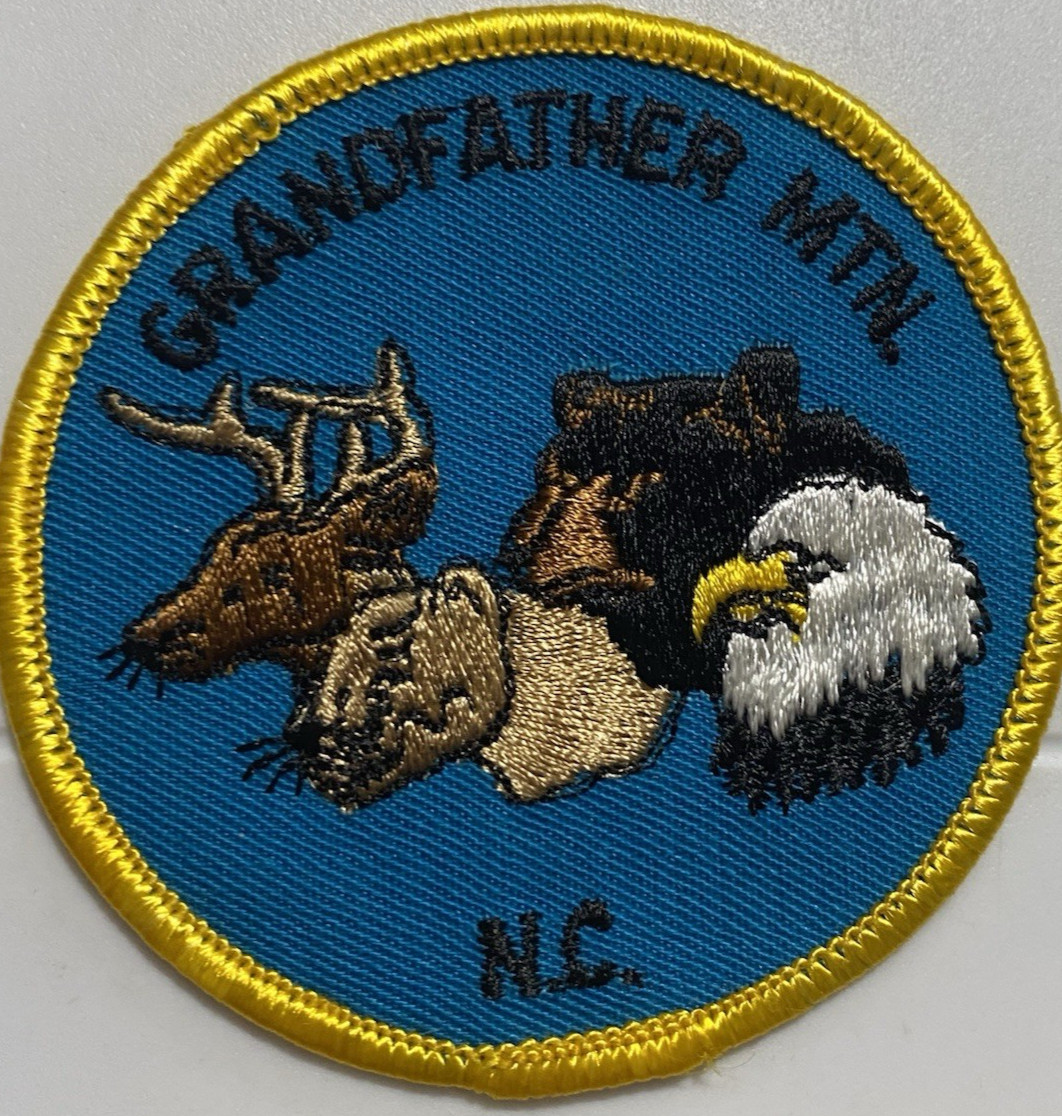 Grandfather Mountain North Carolina Eagle Bear Deer Bobcat Round Souvenir Patch