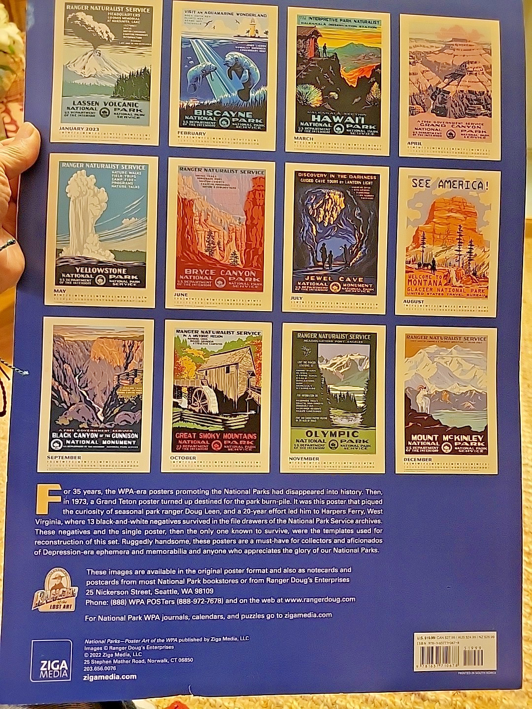 2023 NATIONAL PARKS POSTER ART OF THE WPA OVERSIZE WALL CALENDAR 19″x13.5″ READ