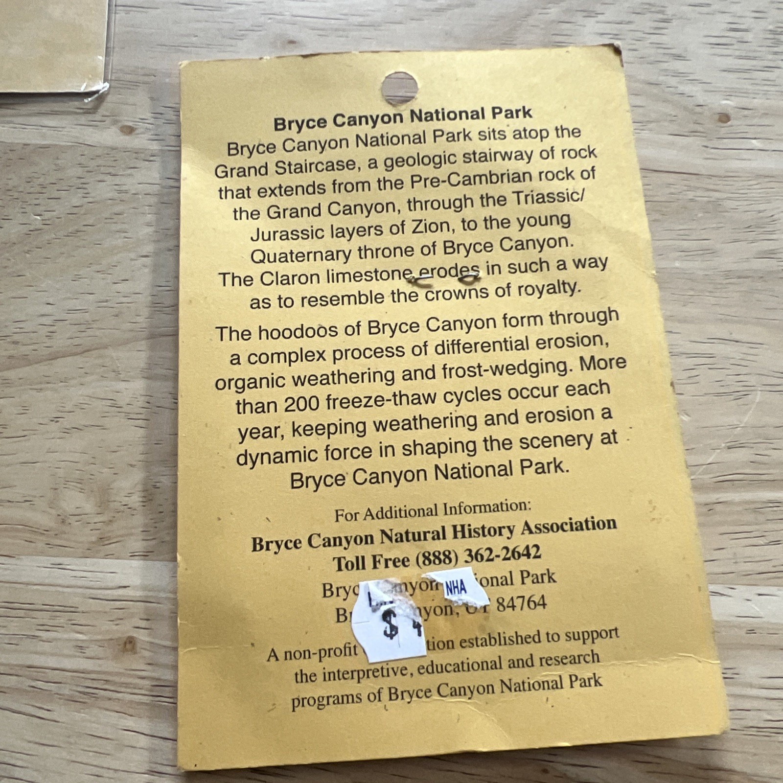 BRYCE CANYON NATIONAL PARK PATCH UTAH TRAVEL SOUVENIR VINTAGE NOS