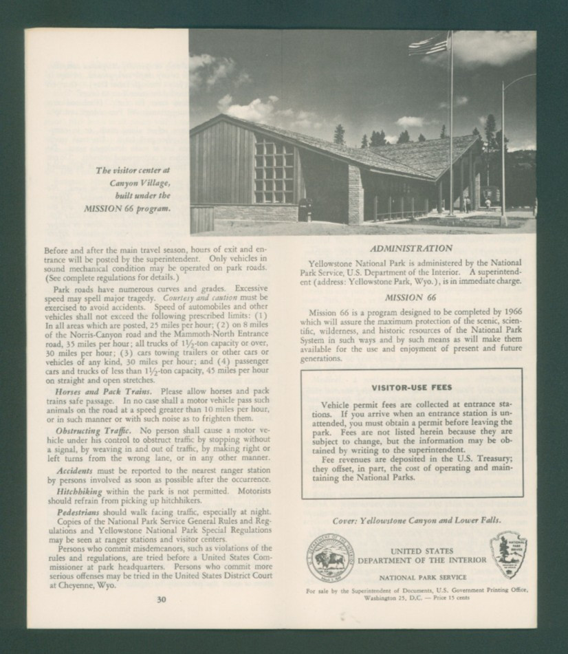 YELLOWSTONE National Park Vintage 1962 Fold-Out Brochure & Map