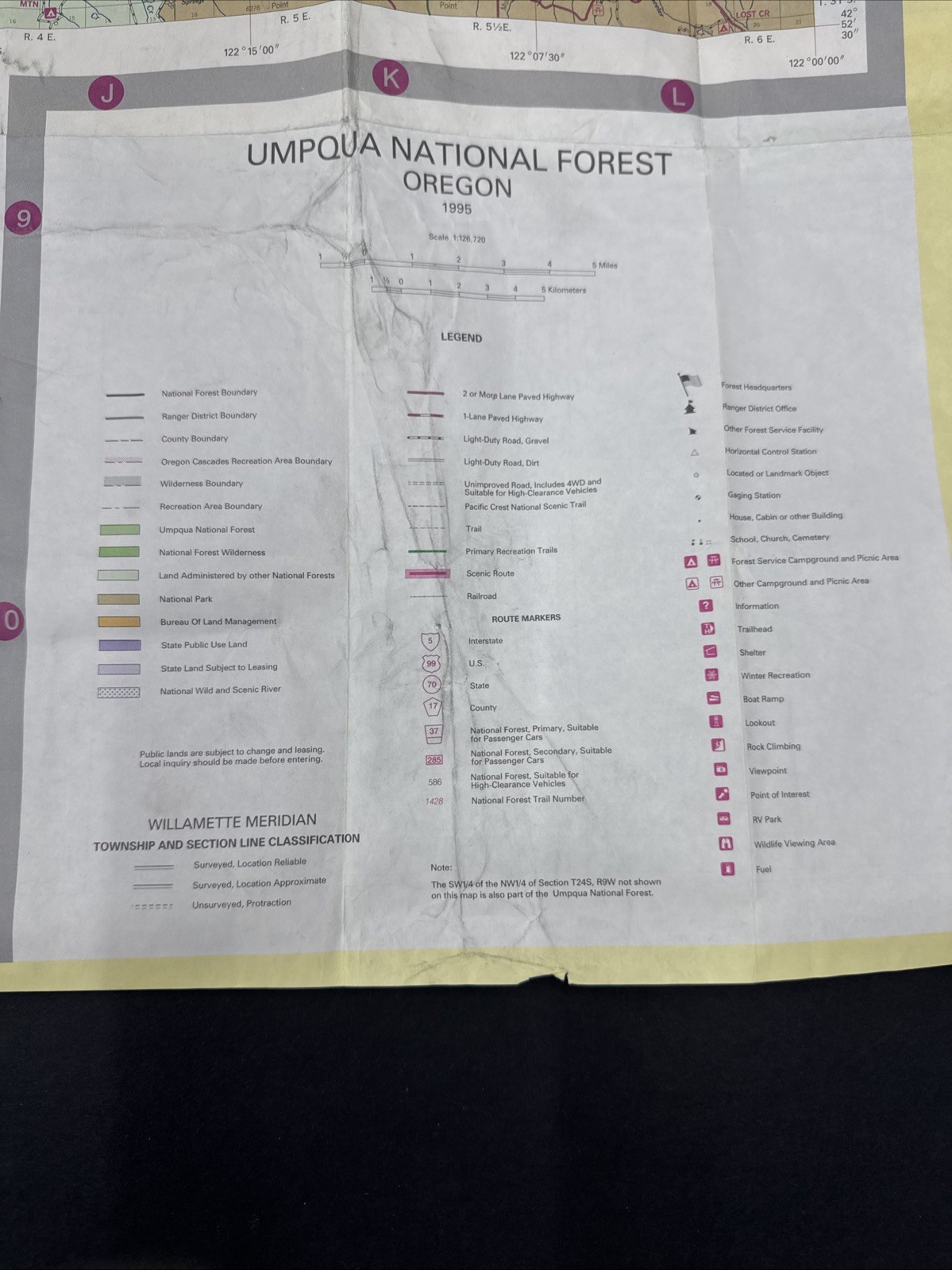 National Forest Map – Umpqua Oregon 1995 Recreation Guide