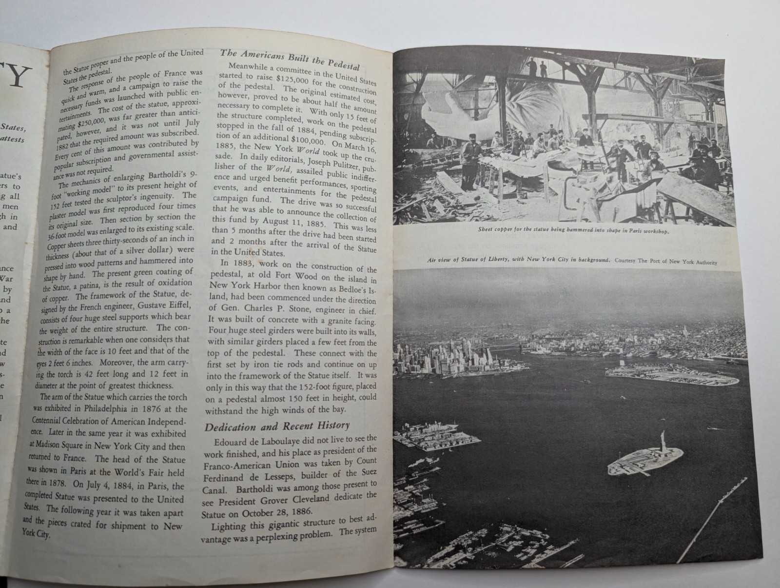 Vtg Statue of Liberty National Monument NPS Brochure Map New York City NYC 1960