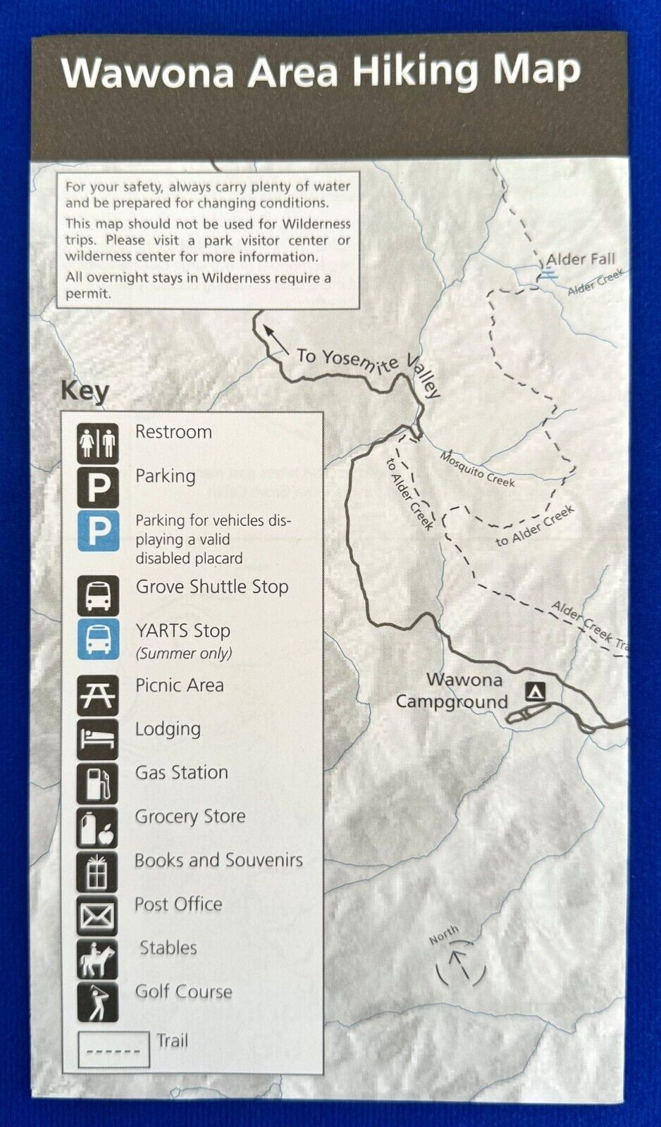 2018 Wawona Area Hiking Map Yosemite National Park Mariposa Grove Giant Sequoias