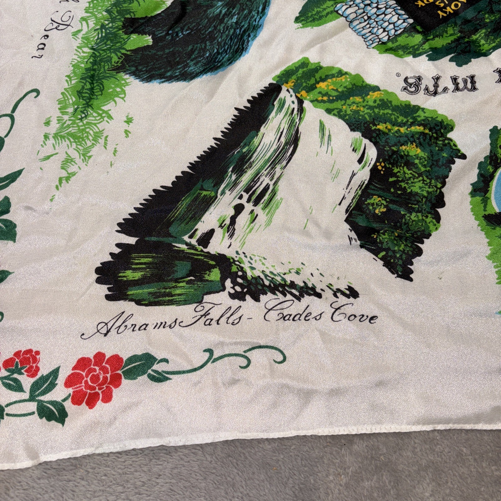 Vintage Great Smokie Mountains Scarf Clingman’s Dome The Loop Bear ++ Free Ship