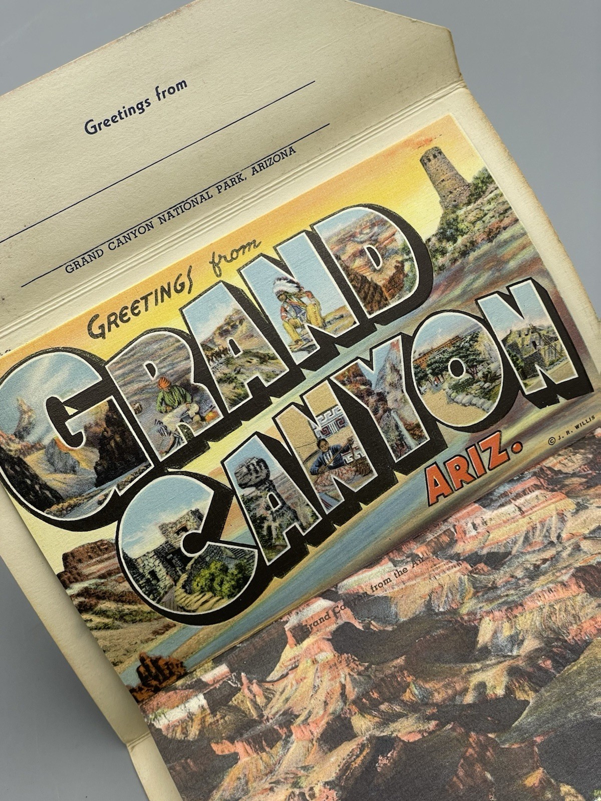 Grand Canyon National Park C. T. Colortone Linen Postcard Booklet, Circa 1939
