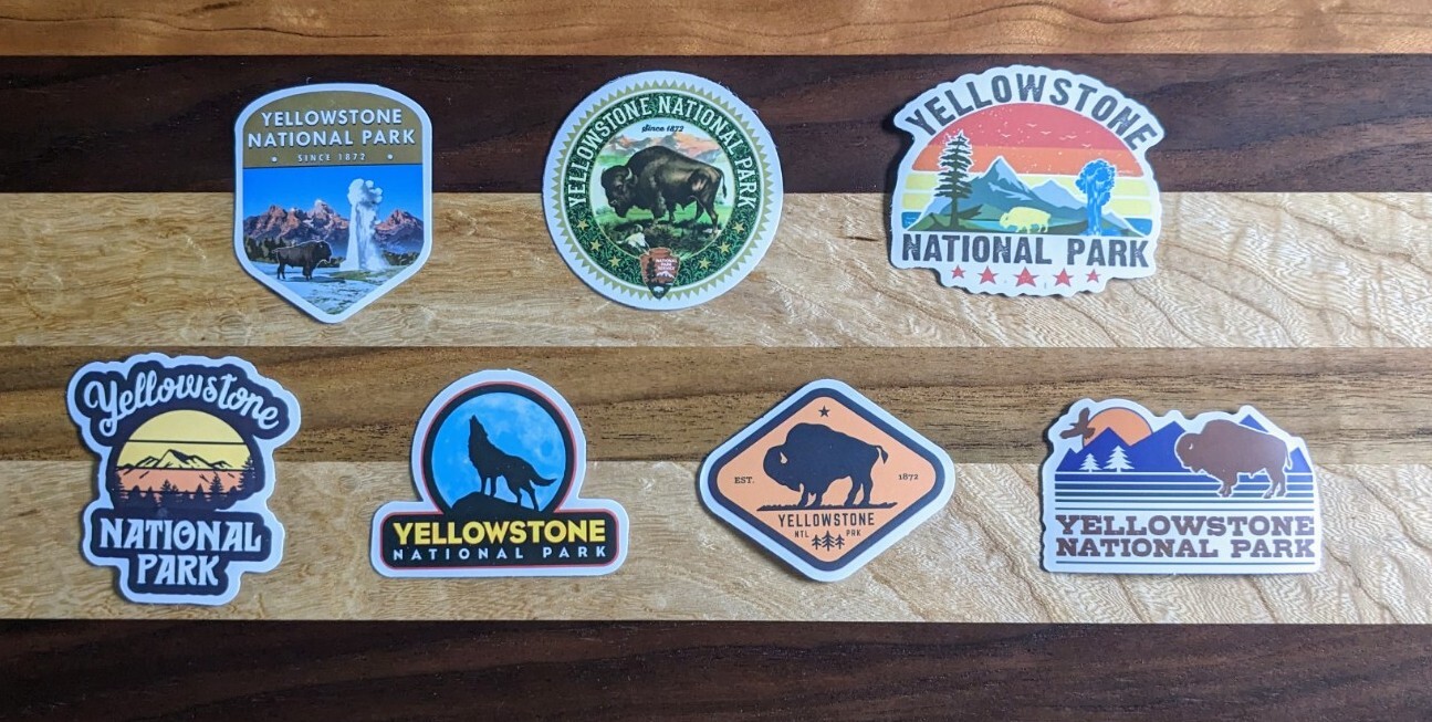 A set of Seven (7) Yellowstone National Park Sticker Decal 3″