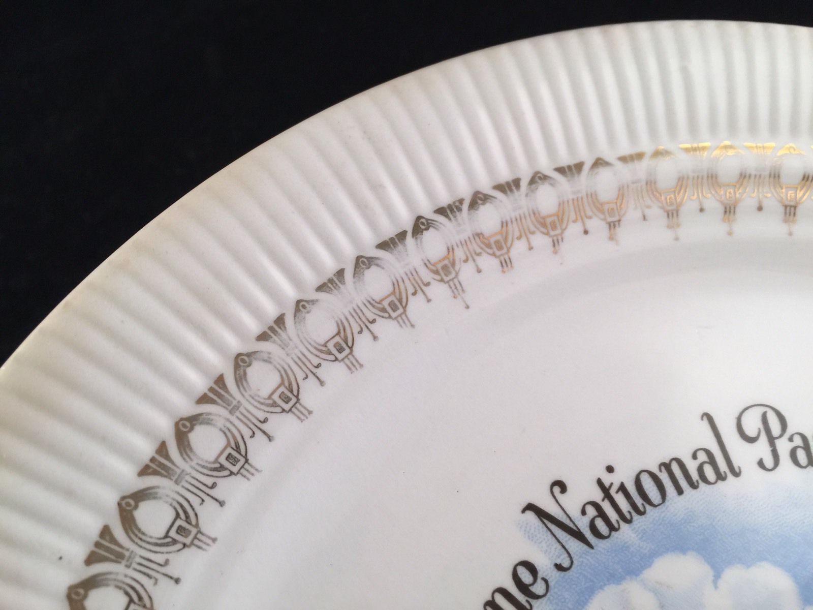 VINTAGE ENESCO YELLOWSTONE NATIONAL PARK OLD FAITHFUL SOUVENIR CHINA PLATE