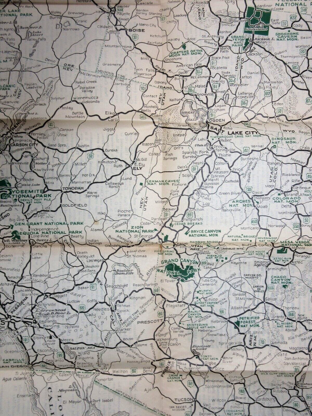 Vintage Yosemite Yellowstone Grand Canyon Map So Cal Auto Club Los Angeles 1930s