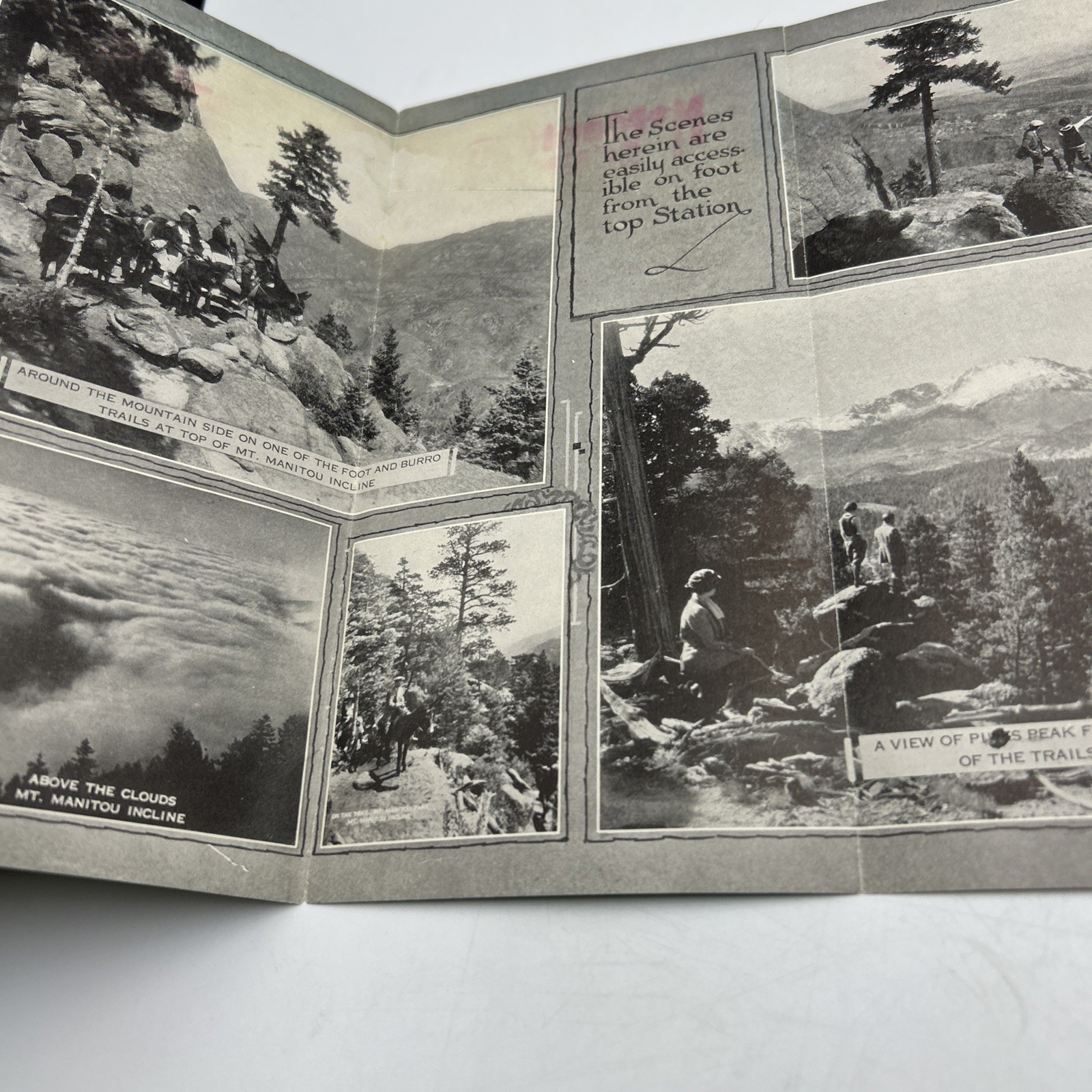 Original 1923 MT. MANITOU SCENIC INCLINE TRIP Cable Railway Photo Brochure Map