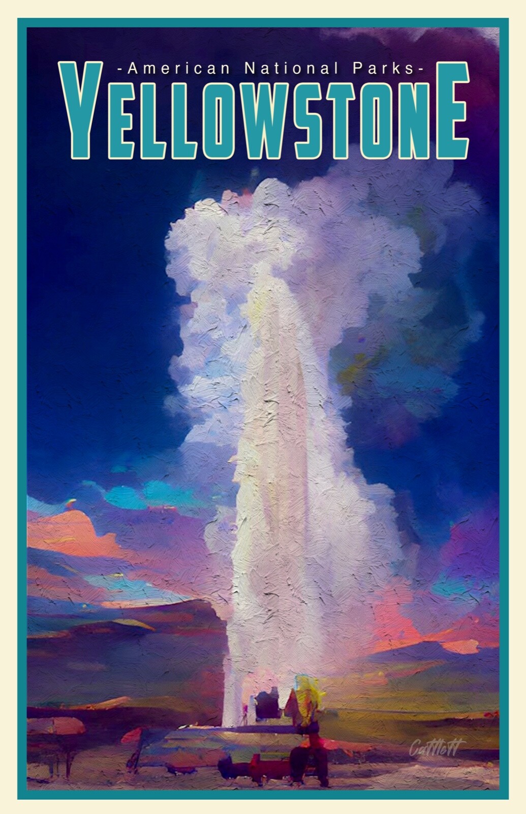 Yellowstone National Park Wyoming Travel Poster Signed 11×17 USA