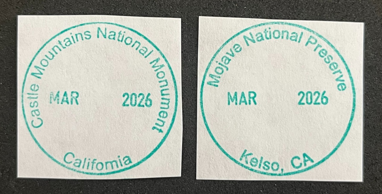CASTLE MTNS & MOJAVE PRESERVE NATIONAL PARK SERVICE CANCELLATION/PASSPORT STAMP