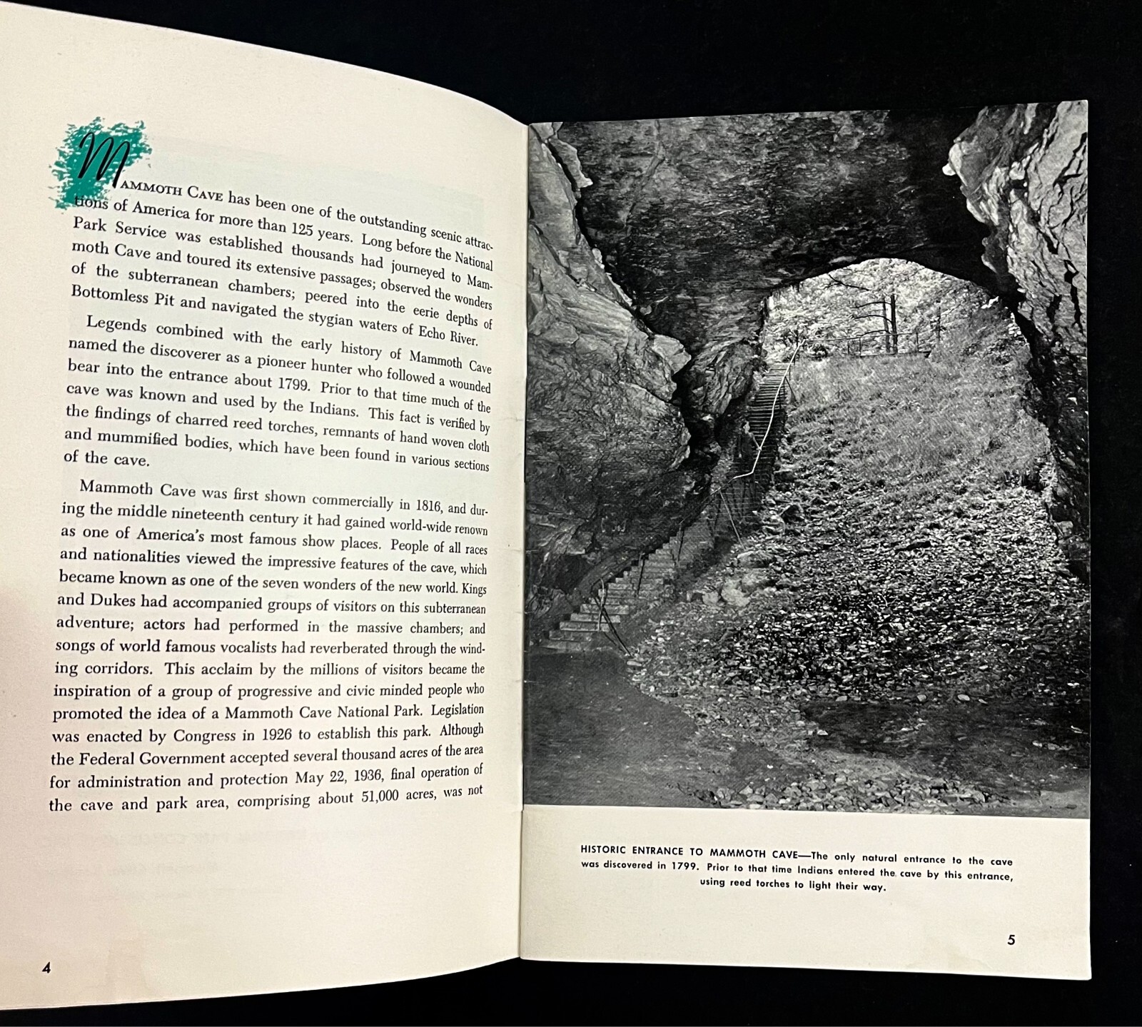 1951 Mammoth Cave National Park Kentucky Vintage Travel Photo Guide Booklet KY