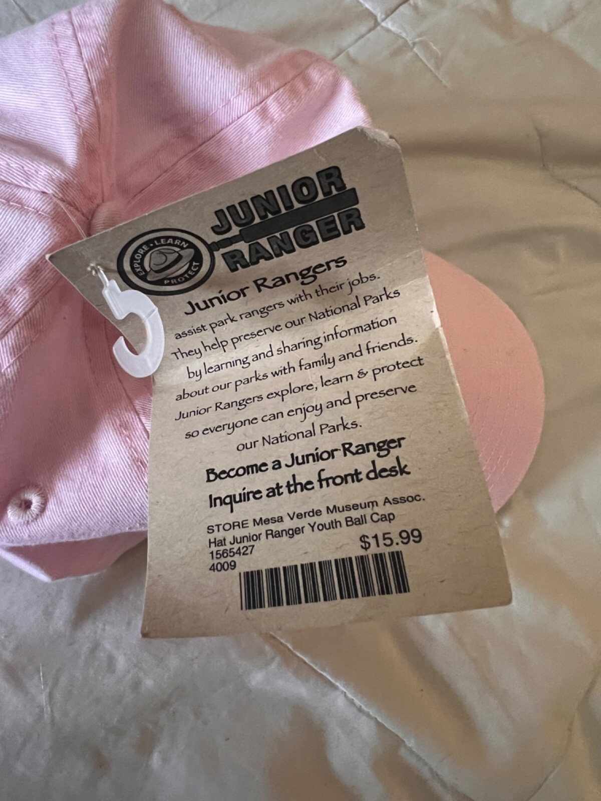 Mesa Verde National Park Junior Ranger Baseball Hat Cap youth size Colorado pink