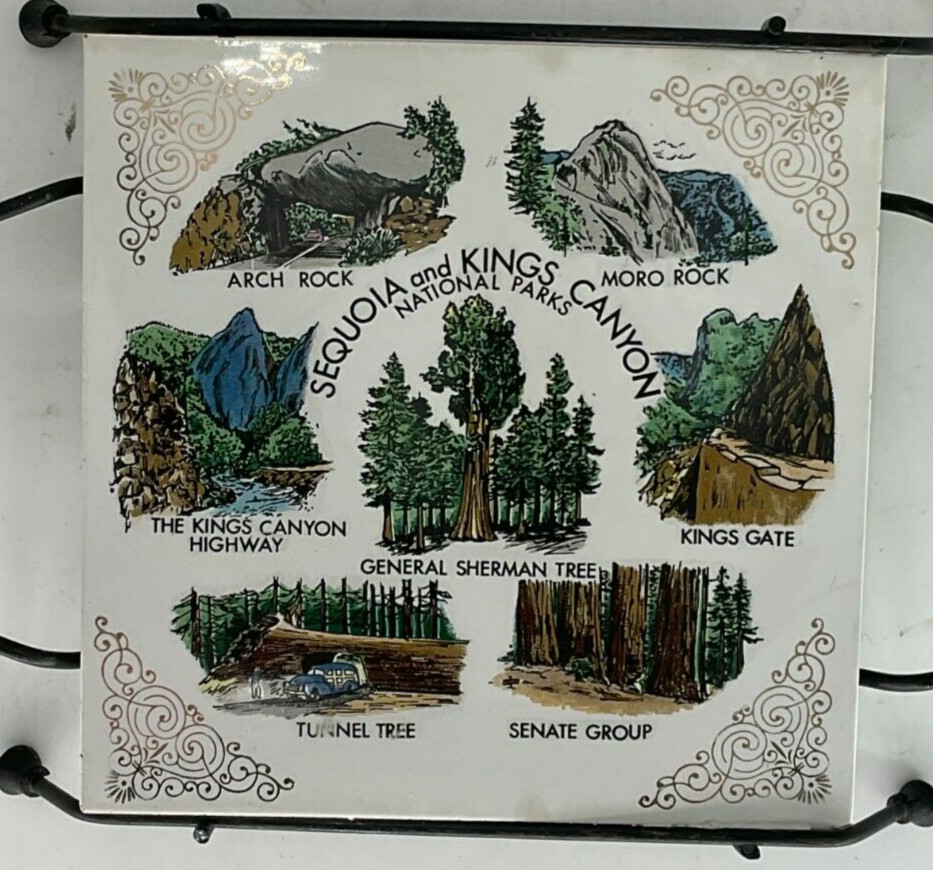 Vintage Sequoia & Kings Canyon National Parks Souvenir Trivet/Tile Made in Japan