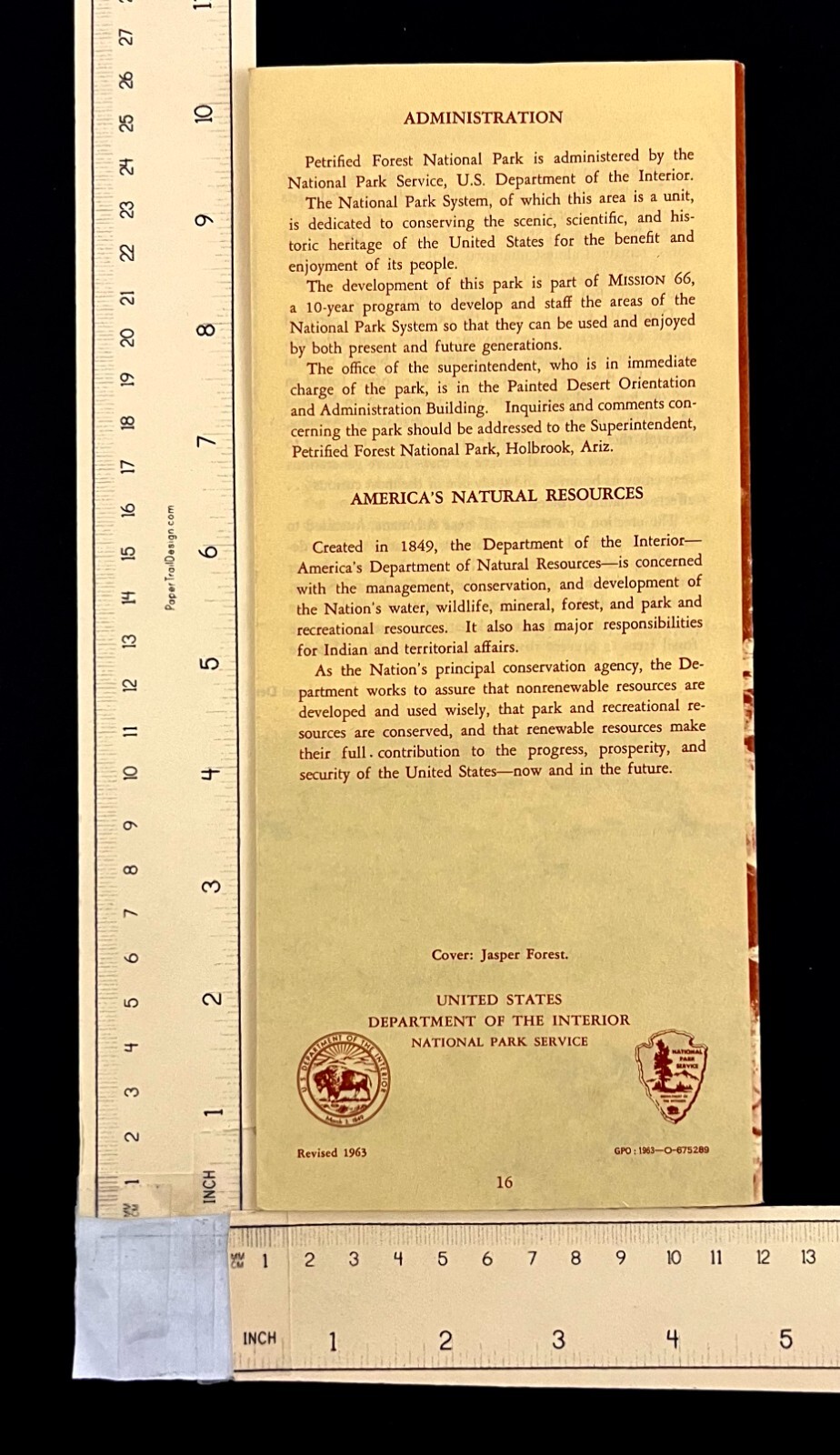 1963 Petrified Forest Arizona Vintage National Park Guide Travel Brochure Map AZ