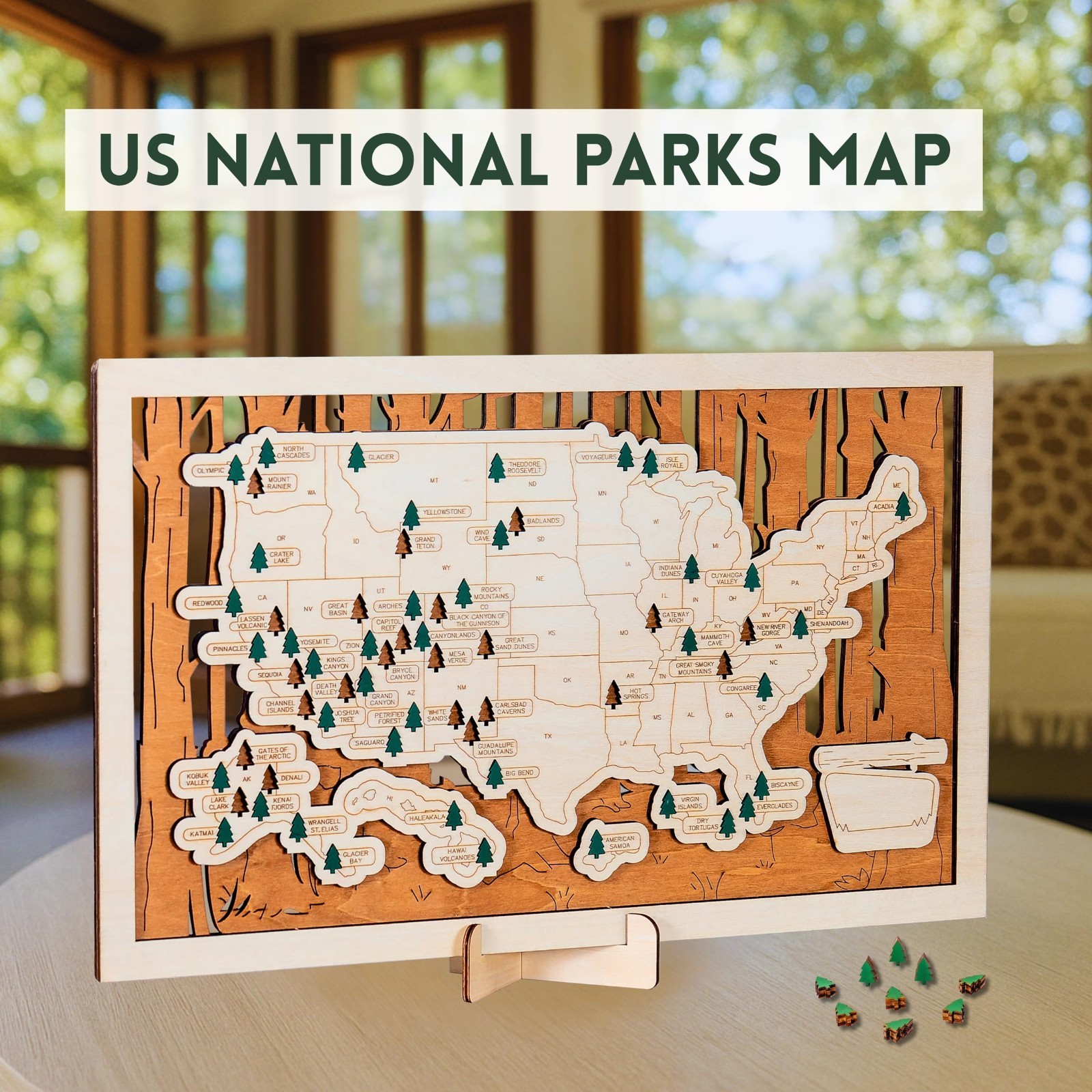 USA National Parks Map – Travel Tracker with Checklist, Pins & Stickers – Advent