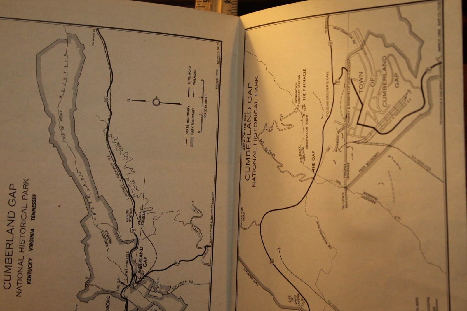 Vintage 1956 Brochure Cumberland Gap National Historic Park KY VA Tennessee