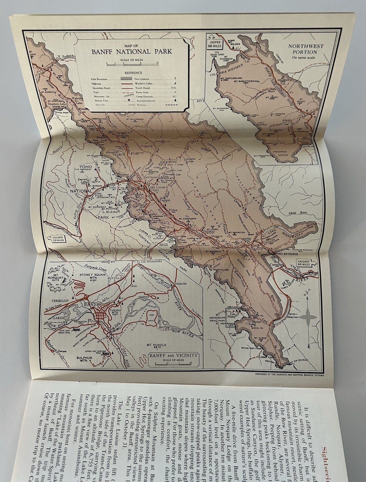 Vintage Banff Jasper National Parks Canada Map Brochure Alberta Travel Guide