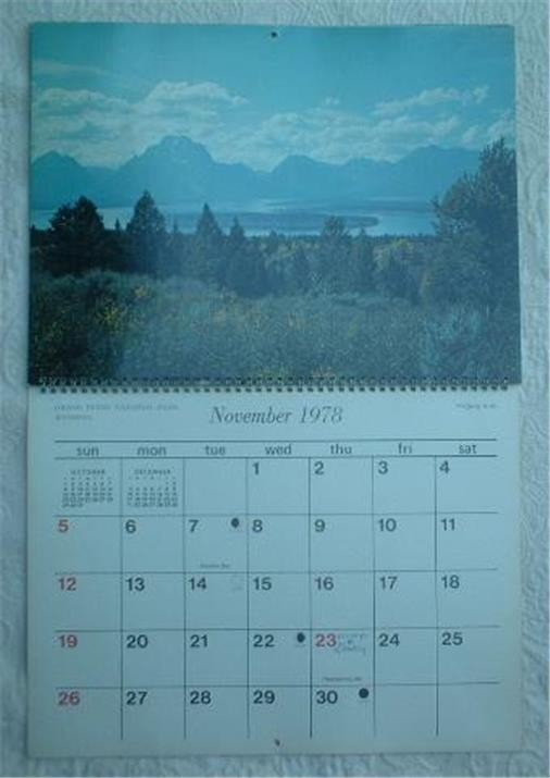 1978 AMERICA’S NATIONAL PARKS & MONUMENTS PICTORIAL CALENDAR ~BIG BEND YOSEMITE+