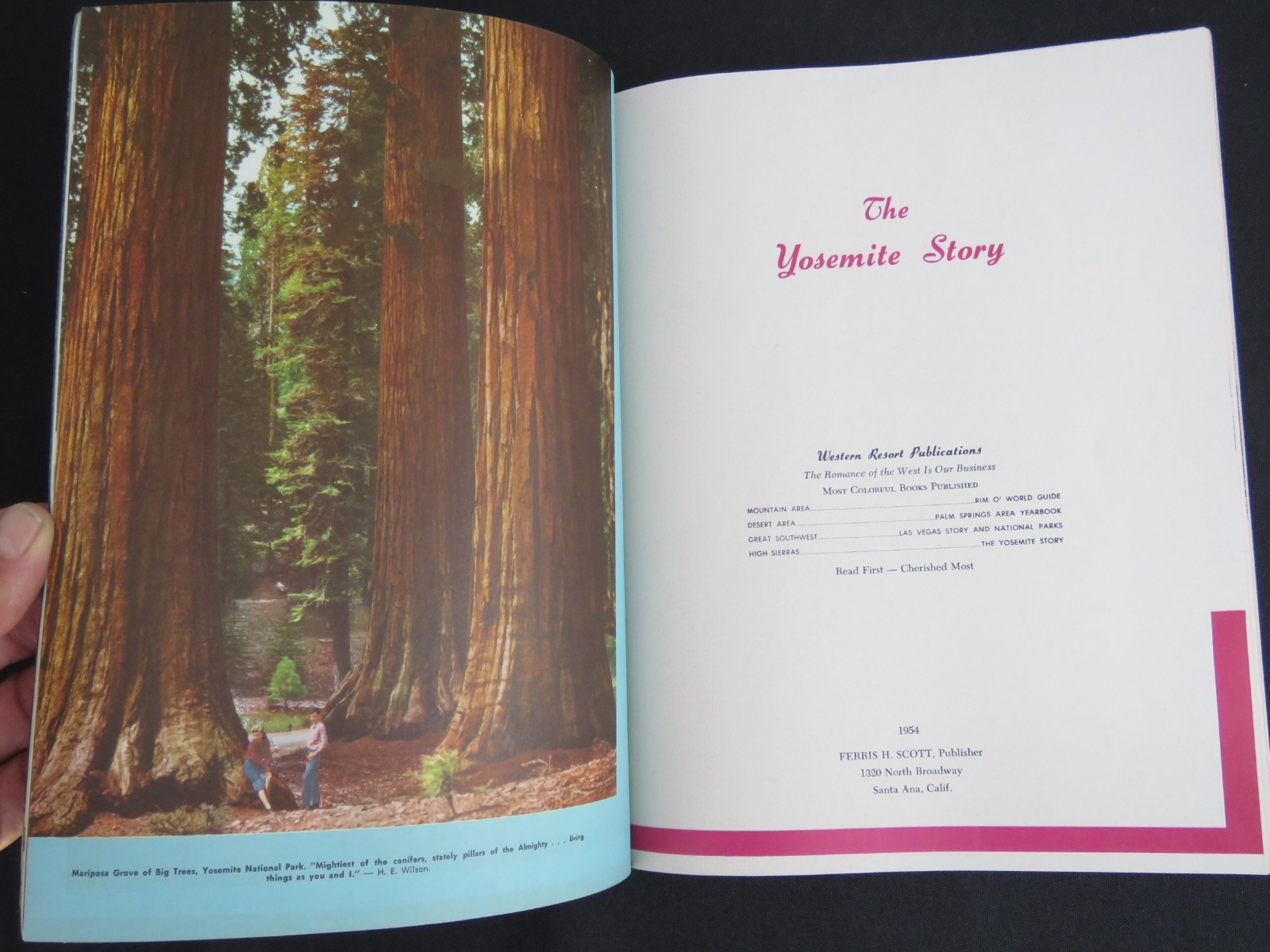 1954 The YOSEMITE Story Maps History Romance Color Color VG+