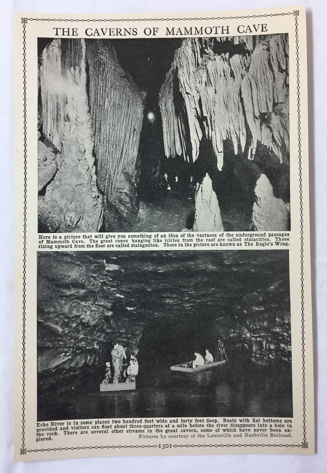 1927 book leaf print ~ THE CAVERNS OF MAMMOTH CAVE