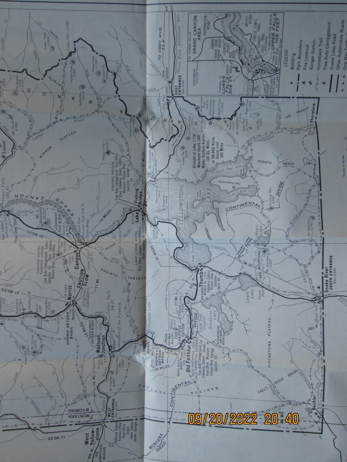 Yellowstone National Park brochure map 1951