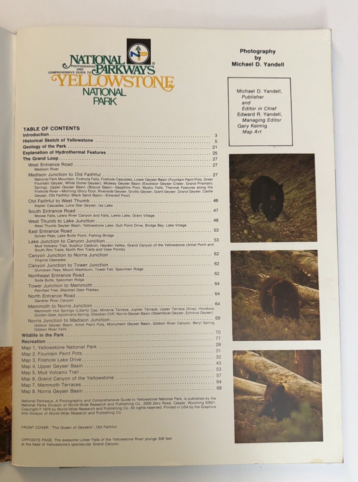 Vtg 1976 National Parkways Yellowstone National Park Photographic Large Guide