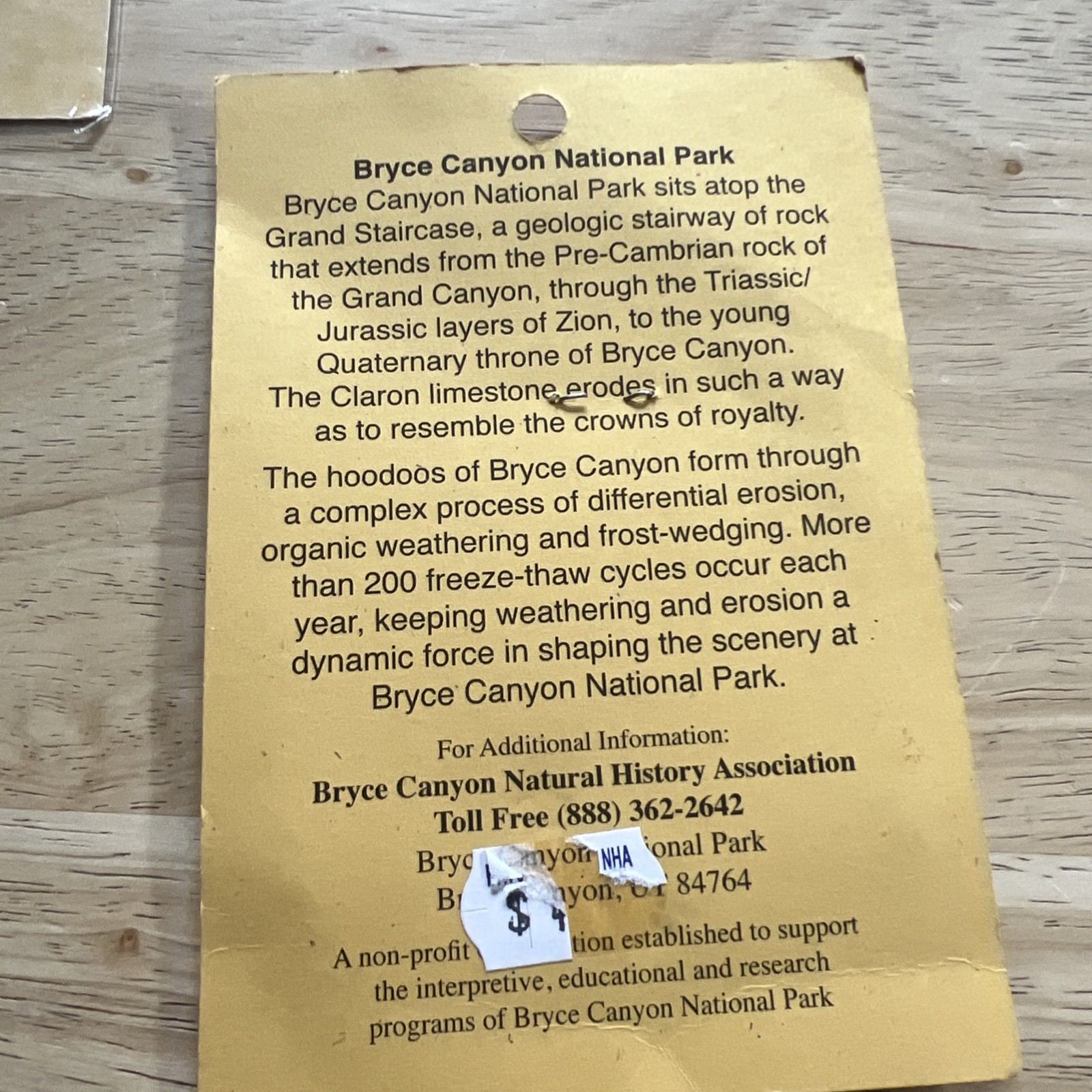 BRYCE CANYON NATIONAL PARK PATCH UTAH TRAVEL SOUVENIR VINTAGE NOS
