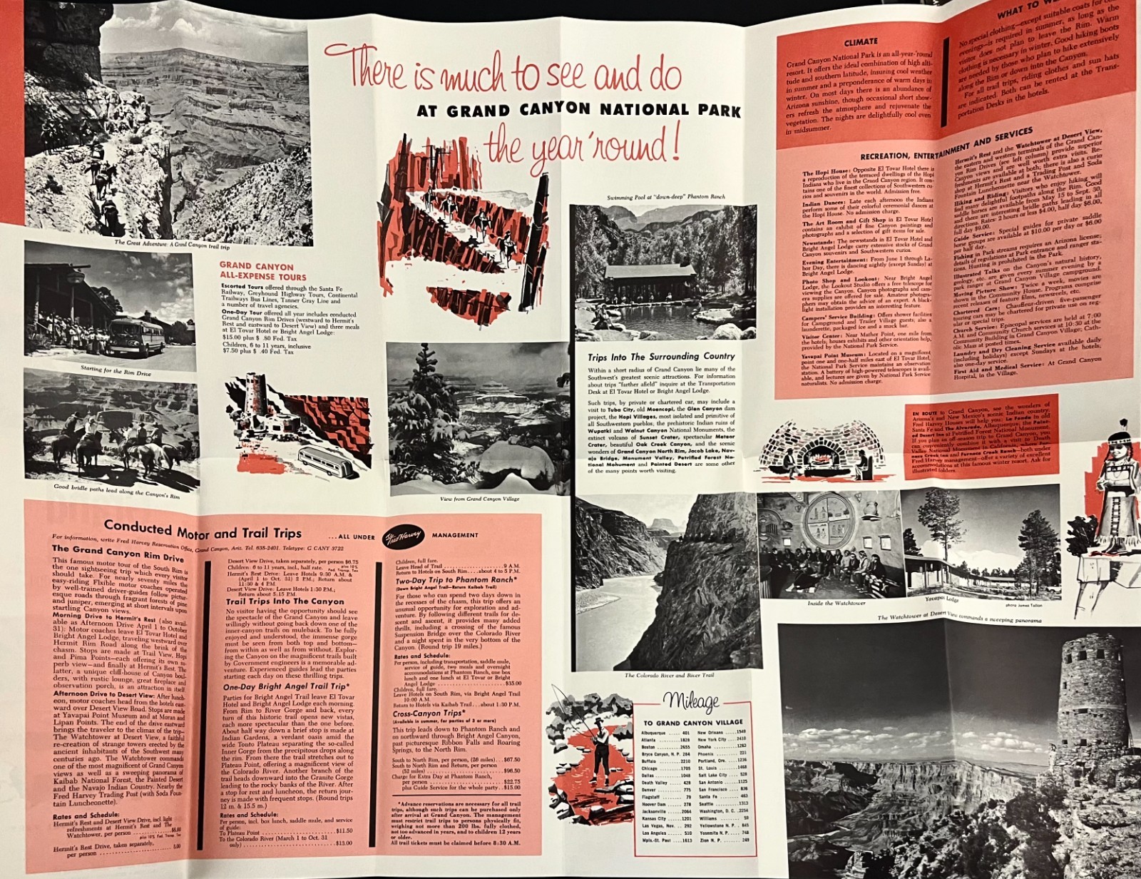 1962 Grand Canyon Park South Rim Recreation Lodging AZ Vintage Travel Brochure