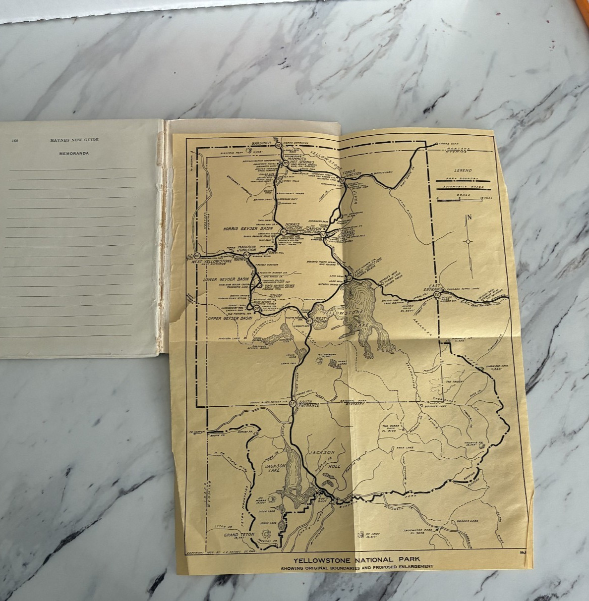 Vintage 1921 Haynes Guide Yellowstone National Park Handbook Book With Map 160pg