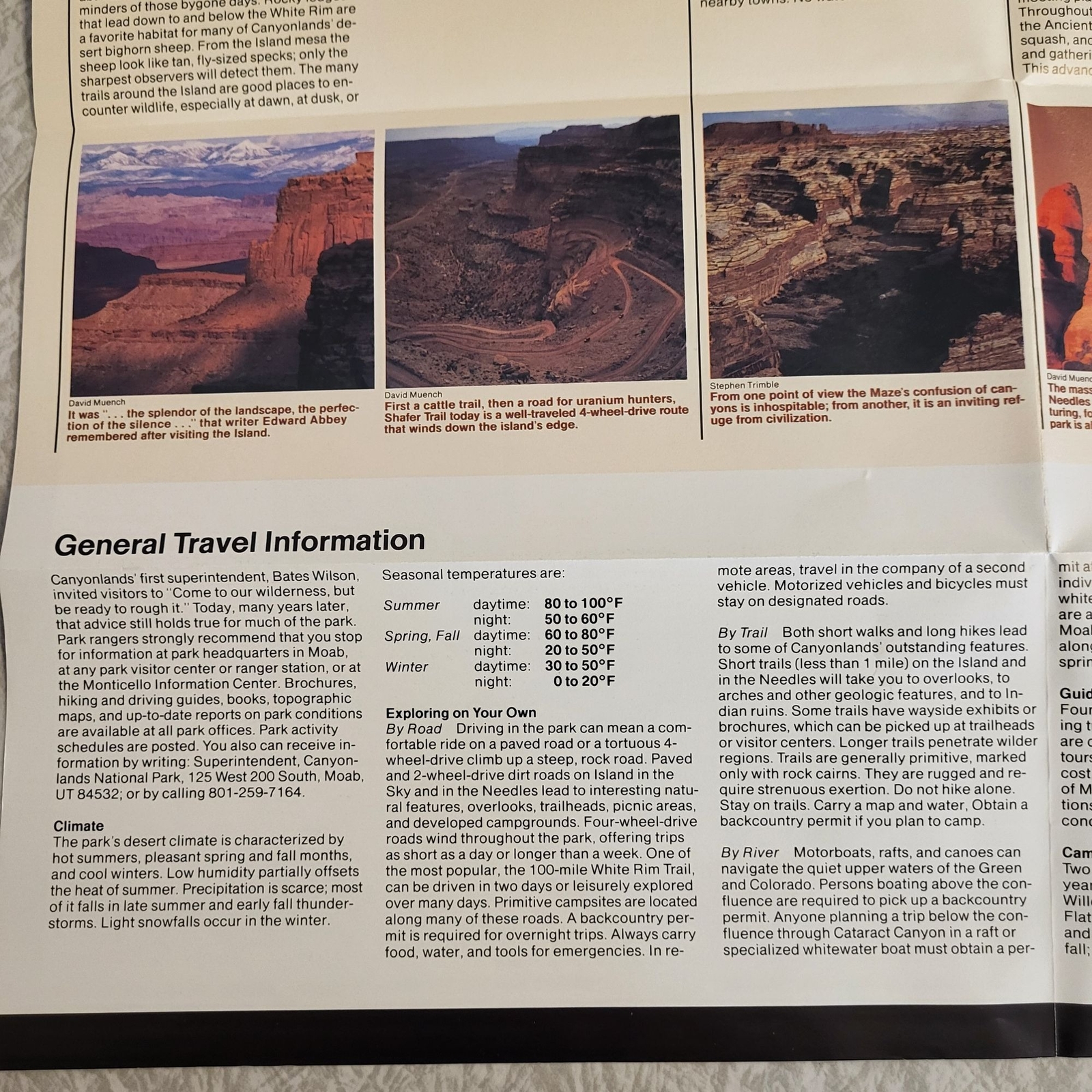 Canyonlands National Park Utah Vintage Map Guide Brochure Facts Info 1993