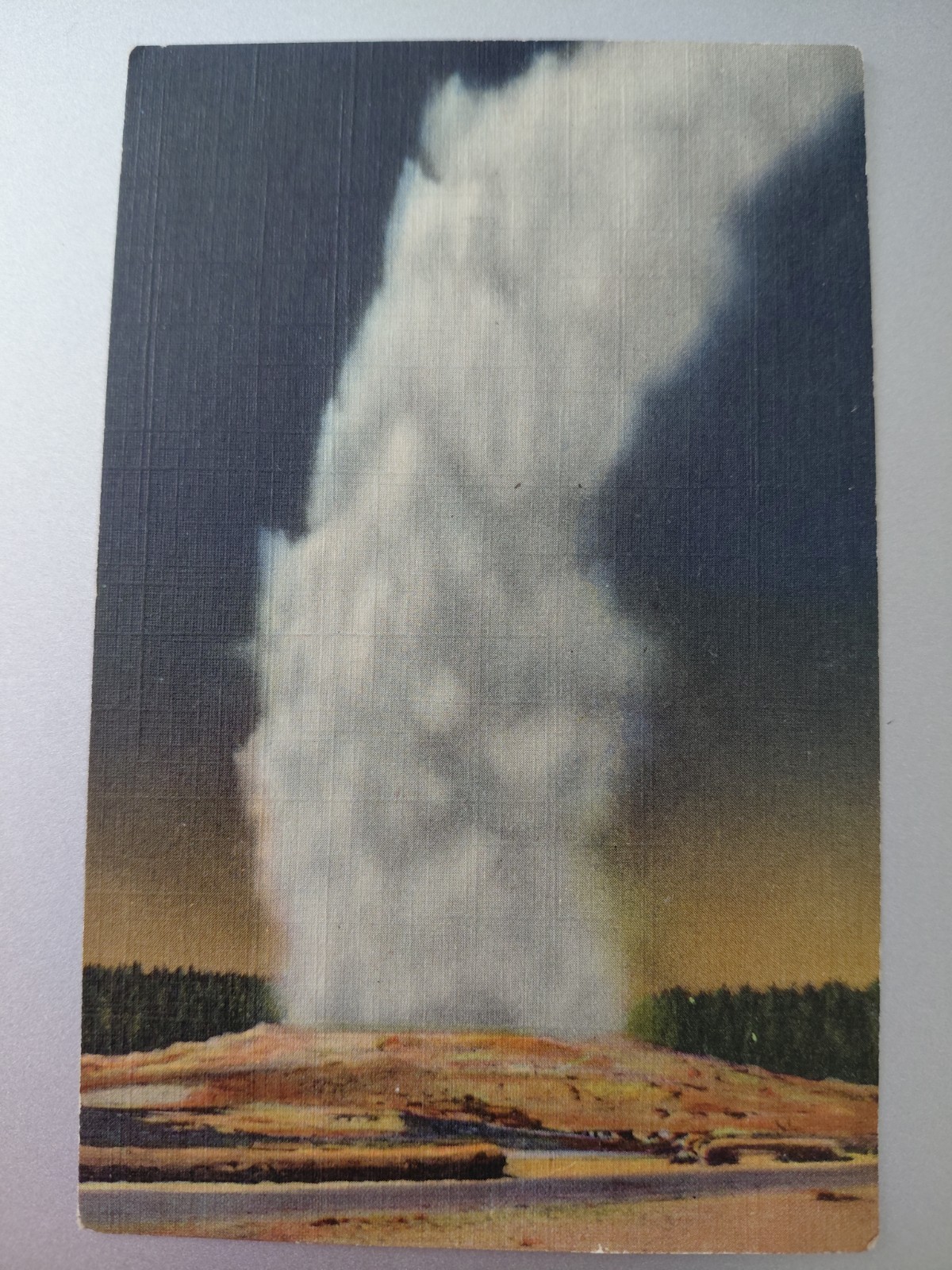 Vintage Old Faithful Geyser Yellowstone National Park Lithograph Postcard # 1236