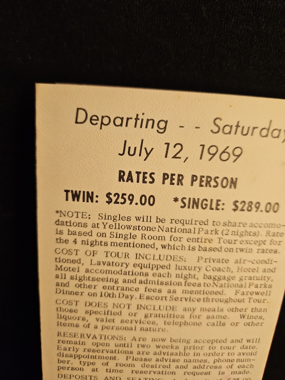 VTG Black Hills Yellowstone National Park Tri State Tour Advertising Brochure
