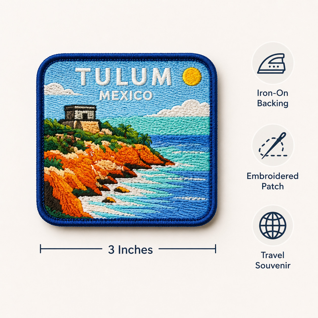 Tulum Mexico Mayan Ruins Embroidered Patch (3 Inch) – Coastal Travel Souvenir
