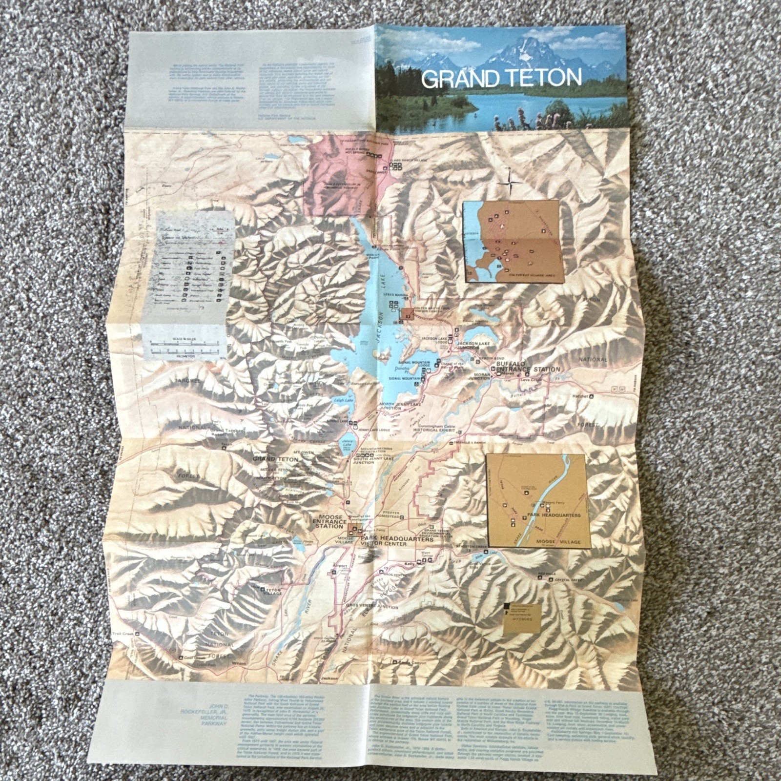 13 Yellowstone & Grand Teton National Park Fold-Out Maps/Brochures 1972-77.
