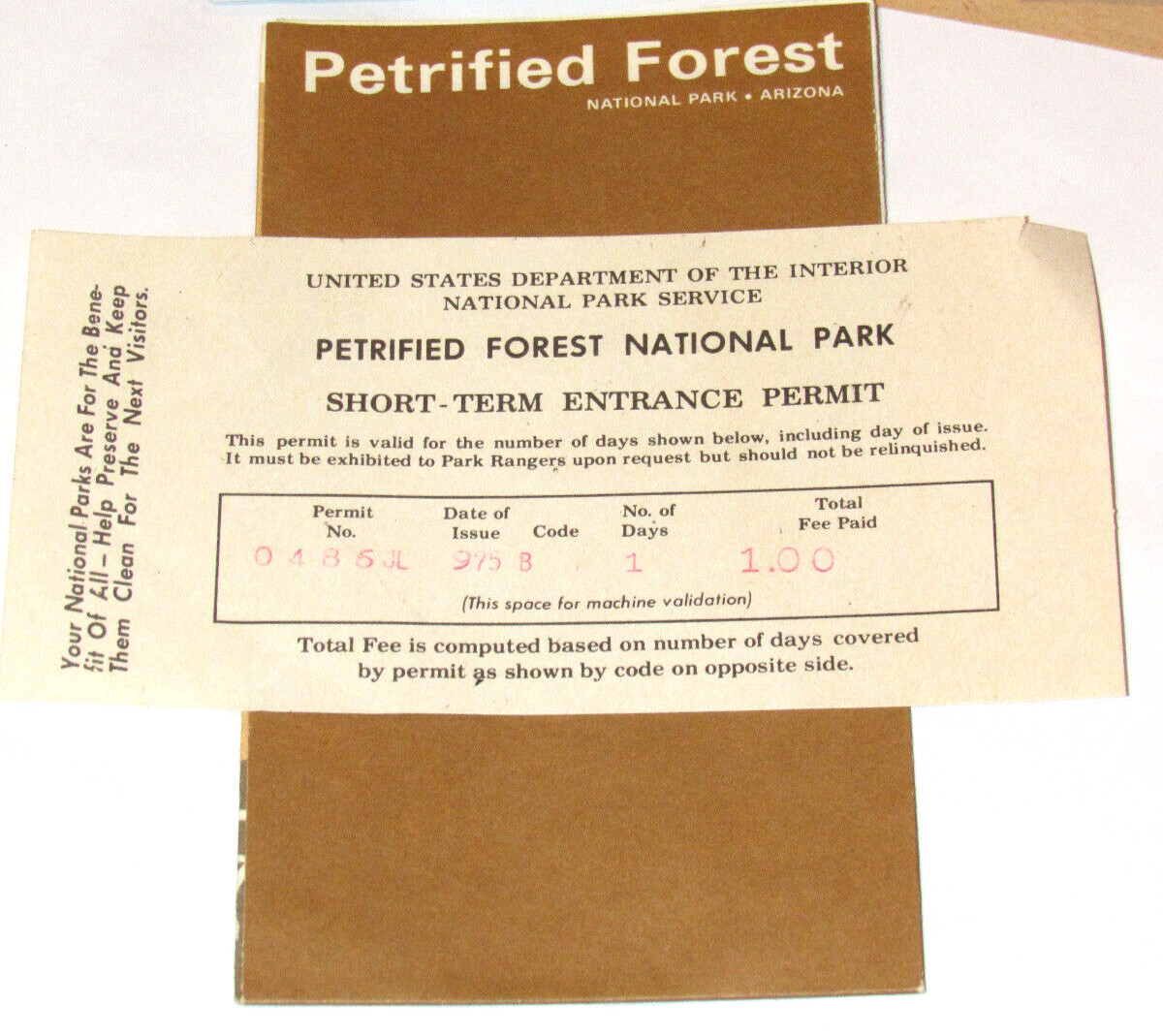 3 1975 NATIONAL PARK ENTRANCE PERMITS! GRAND CANYON/SEQUOIA/PETRIFIED FOREST+MAP