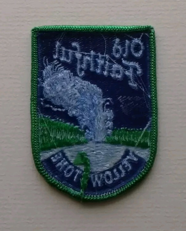Yellowstone National Park Erupting Old Faithful Geyser Embroidered Patch