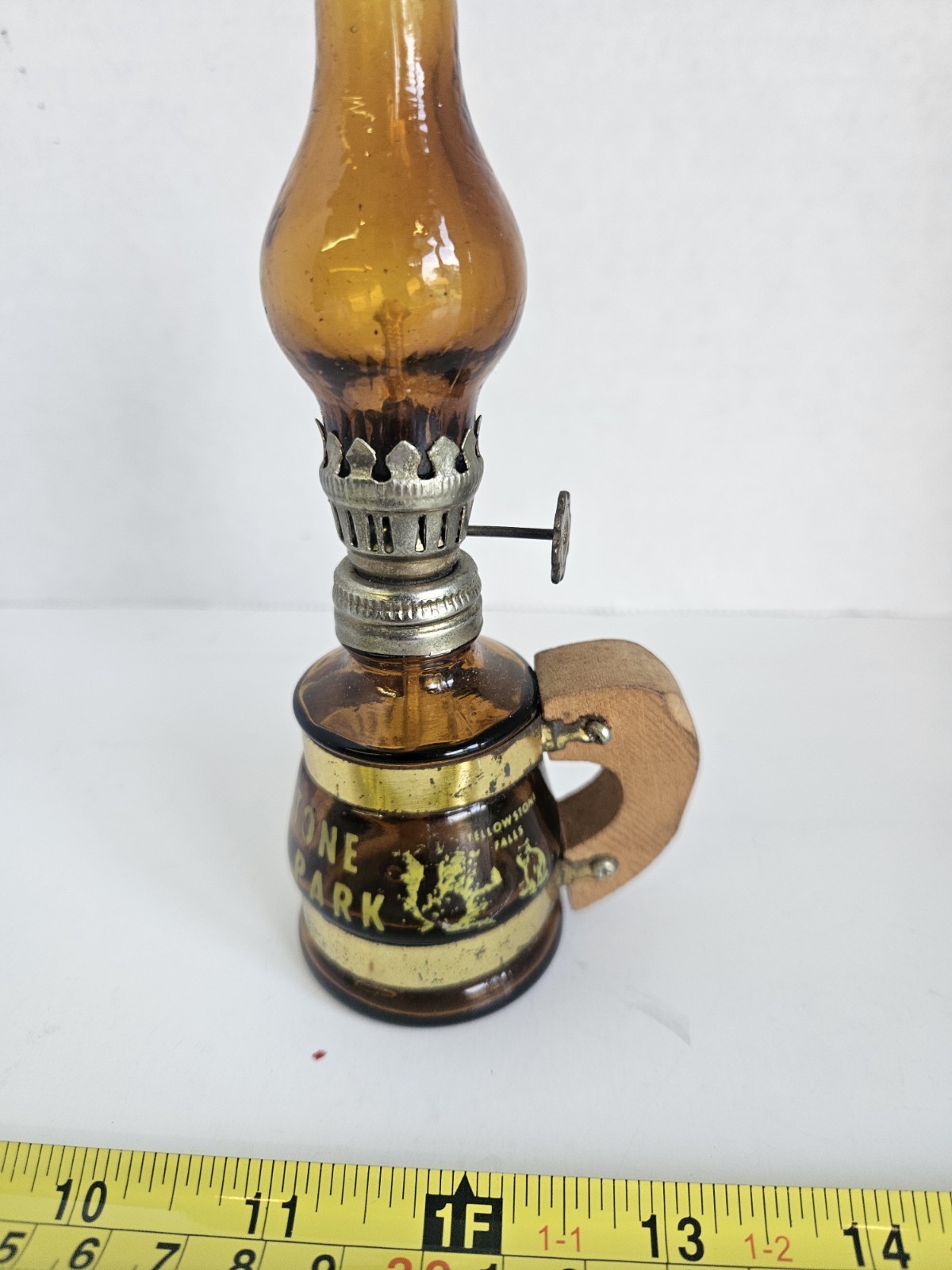 Vintage Yellowstone National Park Souvenir Miniature Oil Lamp 6 Inch