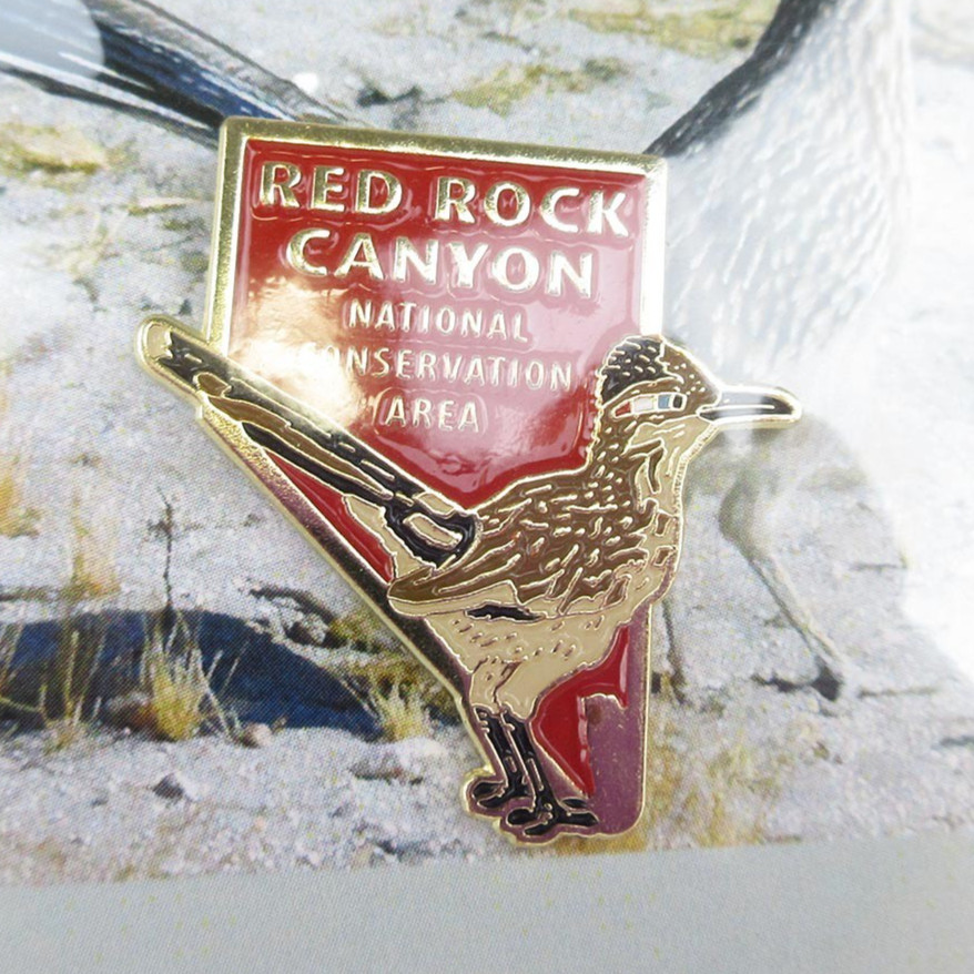 Red Rock Canyon Lapel Hat Pin with Road Runner Nevada State Las Vegas Souvenir