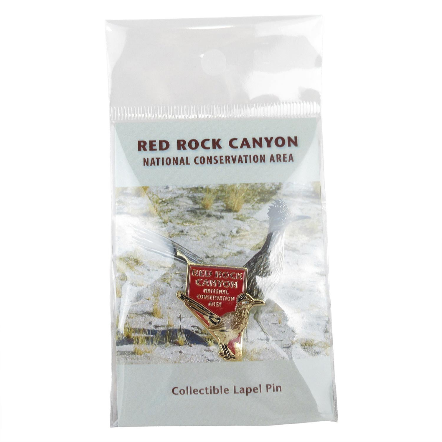 Red Rock Canyon Lapel Hat Pin with Road Runner Nevada State Las Vegas Souvenir