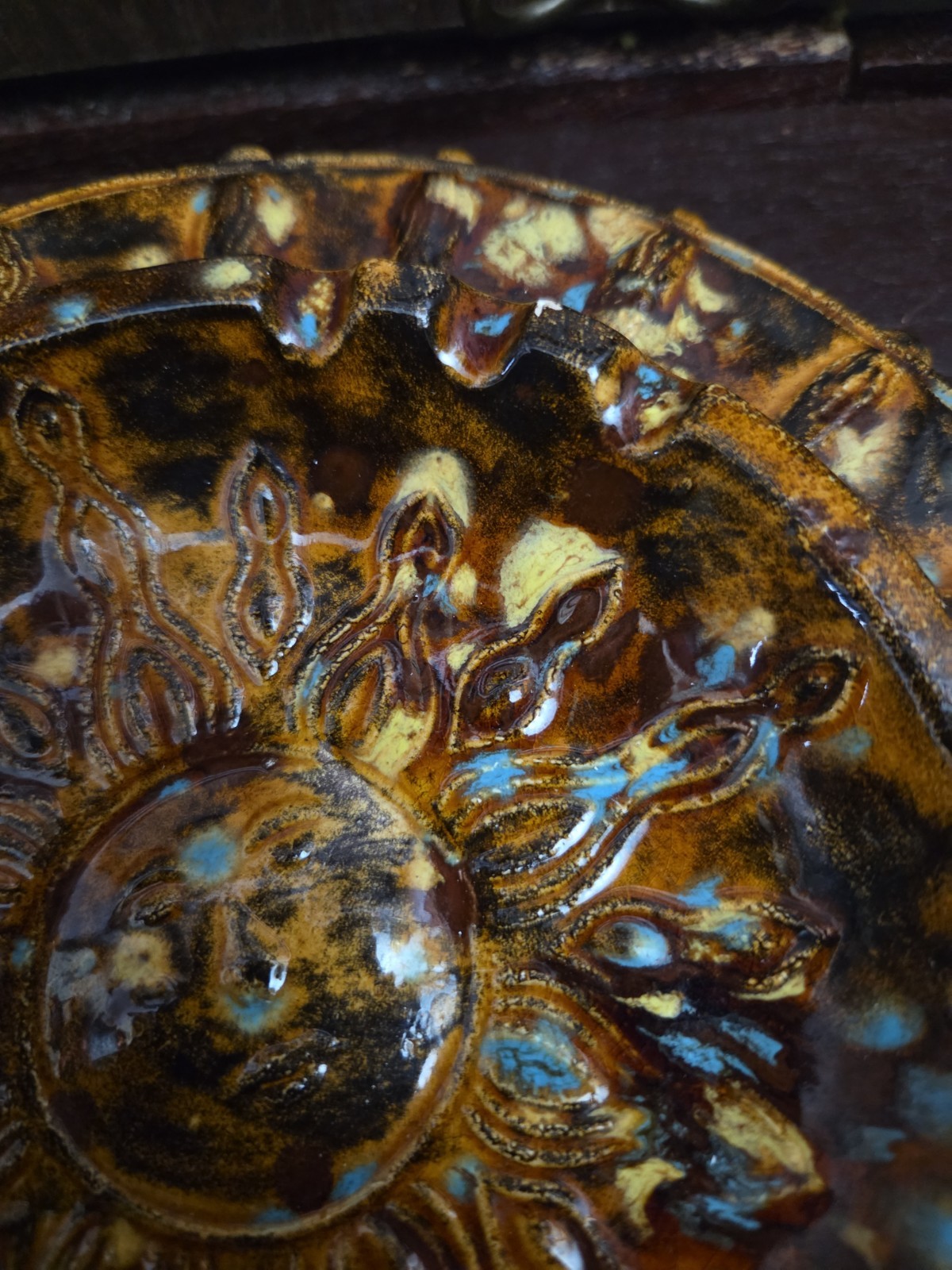 Vintage Ashtray 70s Sun Face Ceramic Ashtray.
